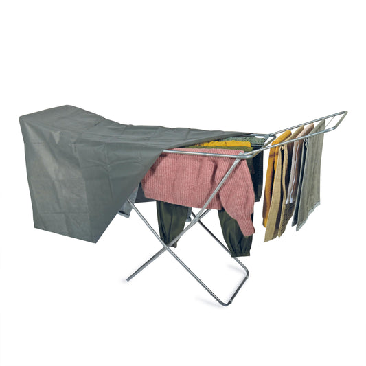Wäschespinne Relaxdays, 15 m auklaids, dārzam un kempingam, salokāma, ar statīvu, balkona veļas žāvētājs H: 140 cm, sudraba