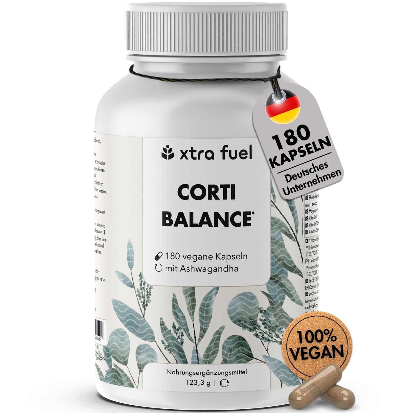 Kortizola līdzsvara kapsulas – Cortisol Balance, 180 kapsulas, augsta deva, vegānisks un laboratoriski pārbaudīts