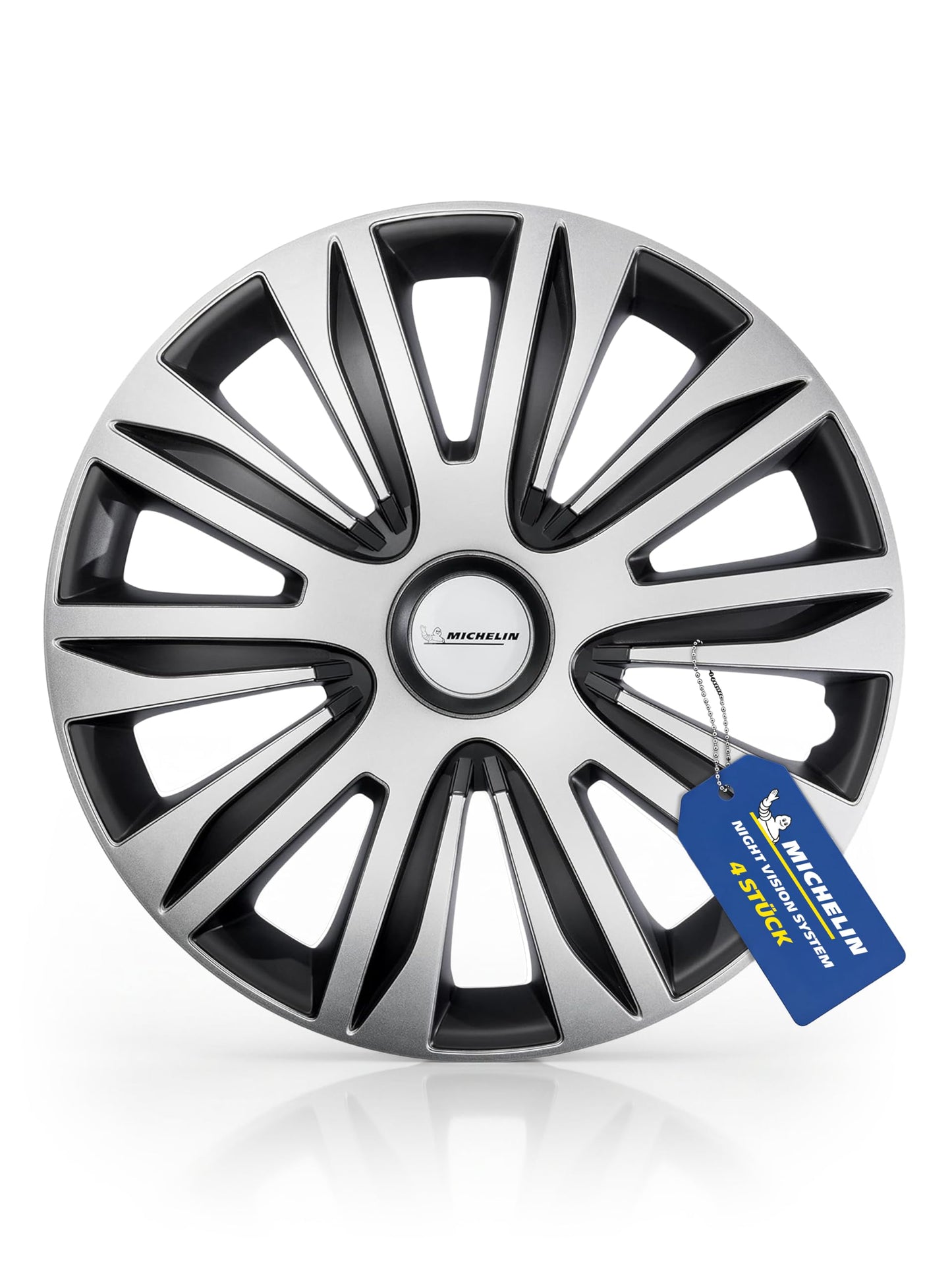 Riteņuzlikas MICHELIN MX-ABS 14 collu universālas, 4 gab. komplekts, ABS plastmasa, melna/sudraba
