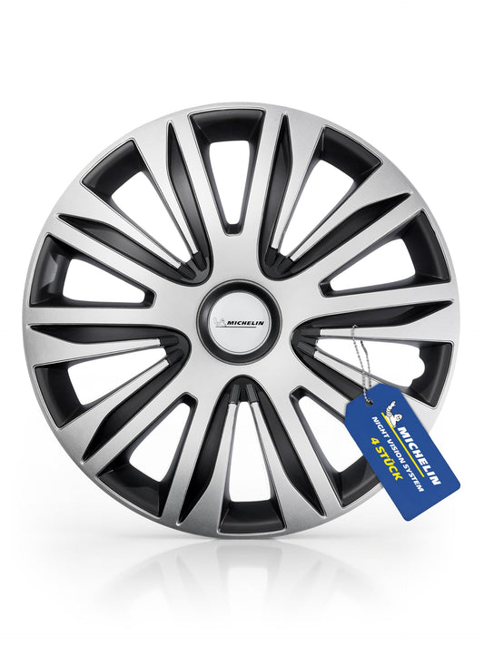 Riteņuzlikas MICHELIN MX-ABS 14 collu universālas, 4 gab. komplekts, ABS plastmasa, melna/sudraba