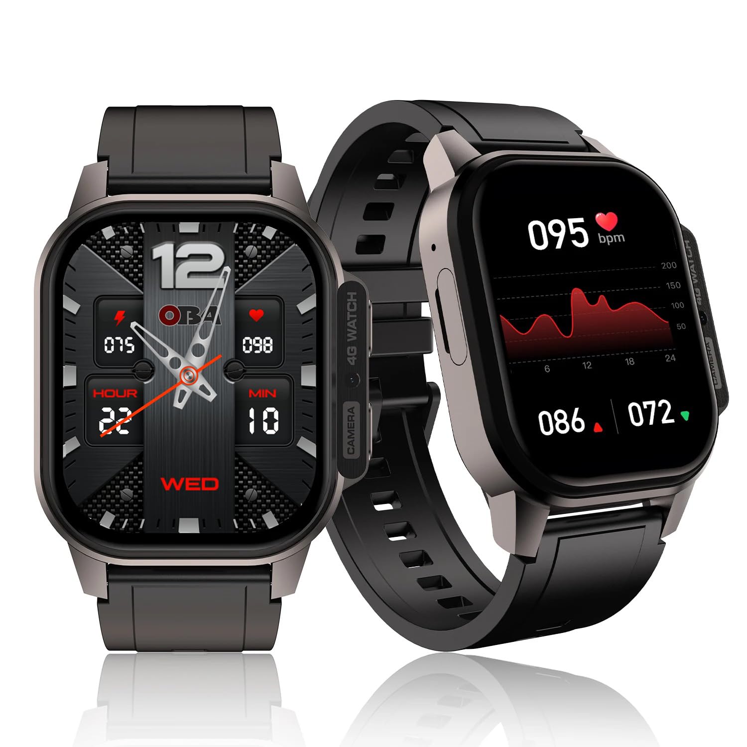 OBA viedpulkstenis S5 - 4G LTE, 49 mm, O2 skābeklis, GPS, IP67, kamera, OMOLED displejs, 1000 Ah akumulators