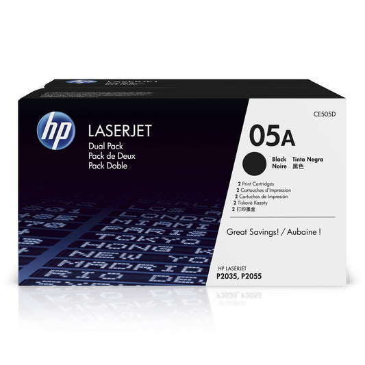 HP 05A Toneris - Melns, oriģinālais, 2 iepakojumi, piemērots HP LaserJet P2035 un P2055.