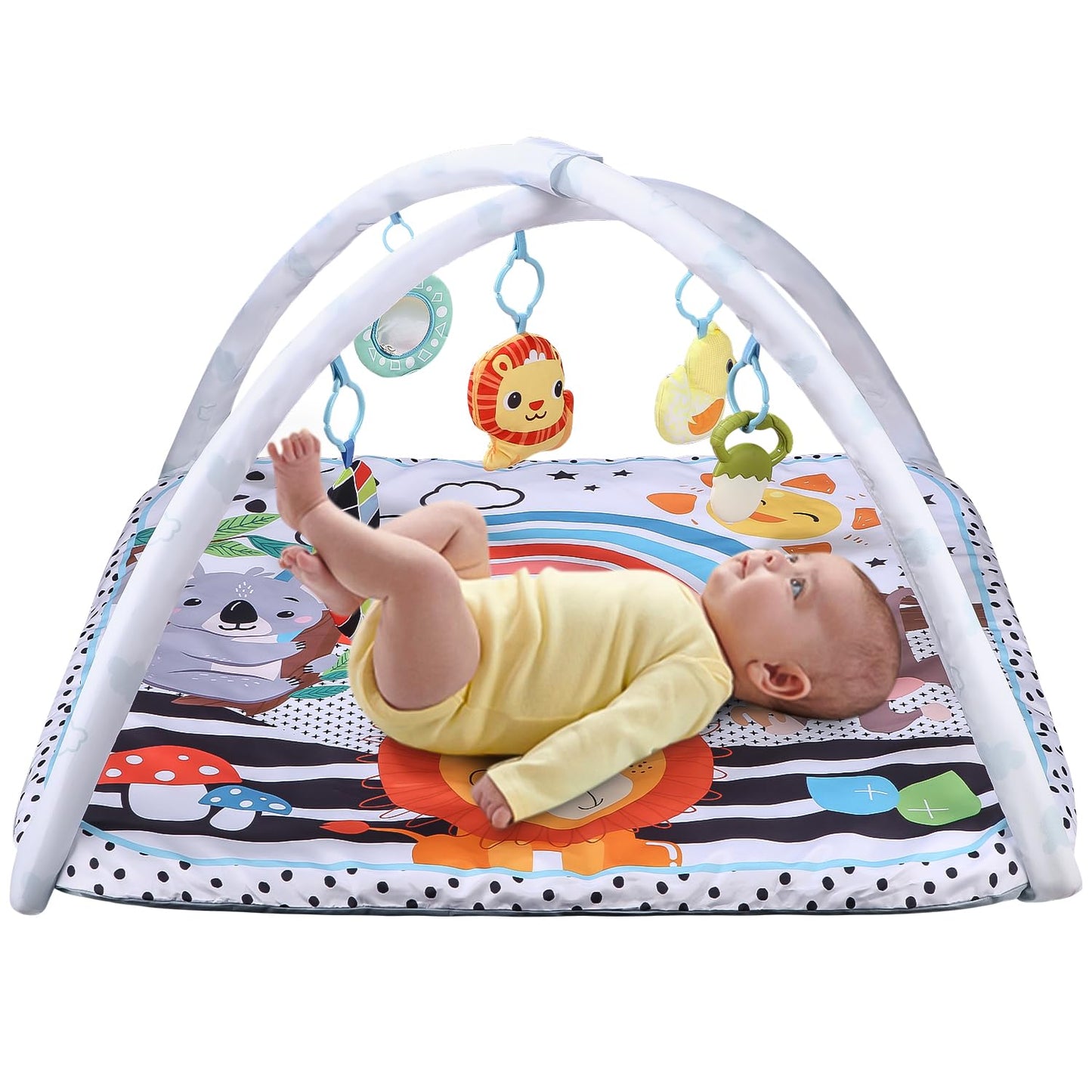 Bērnu spēļu paklājiņš, rotaļlietas zīdaiņiem 0-6 mēneši, bērnu paklājs, Play Arch Baby Gym, regulējama arka, kognitīvā attīstība