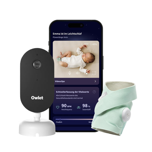 Gudrais bērnu monitors Owlet Dream Duo ar zeķīti un 2K kameru, Mint