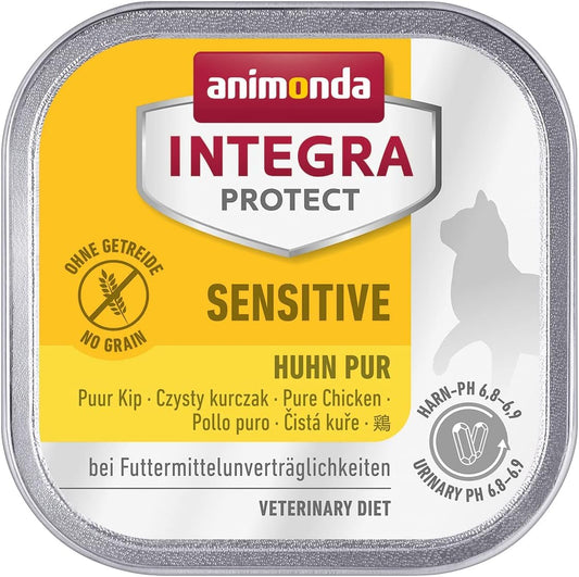 animonda INTEGRA PROTECT Sensitive vistas gaļa tīra (16 x 100 g), diētiska kaķu barība pie barības alerģijas, jutīga kaķu barība alerģiskiem kaķiem, mitrā kaķu barība bez graudiem