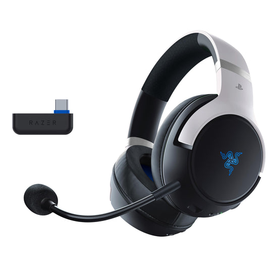 Bezvadu spēļu austiņas ar mikrofonu Razer Kaira Pro HyperSpeed, haptika, Razer HyperSpeed Wireless, HyperSense Haptik, integrēts hibrīdmikrofons, TriForce Titanium 50mm skaļruņi, melnas