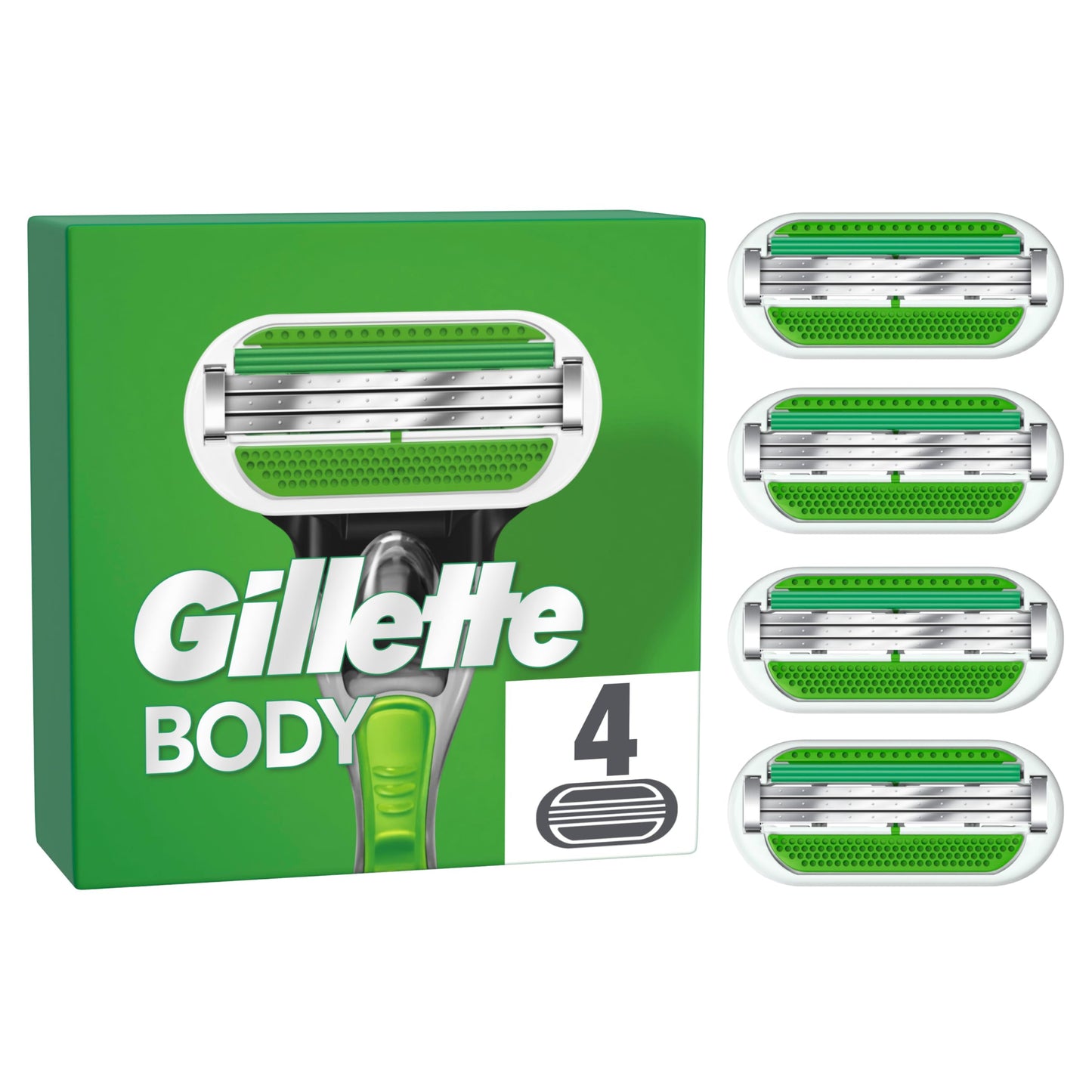 Gillette Body vīriešiem, 4 skuvekļu asmeņi ar 3-fāzu asmeni