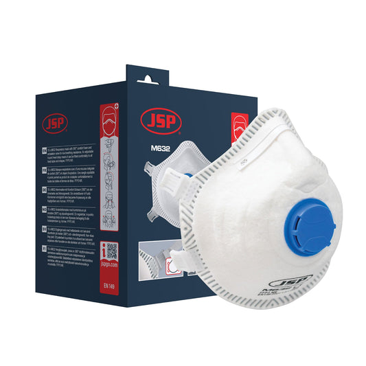 Respirators JSP M632 FFP3 ar vārstu, 10 gab. iepakojums, putekļu maska, smalko putekļu maska