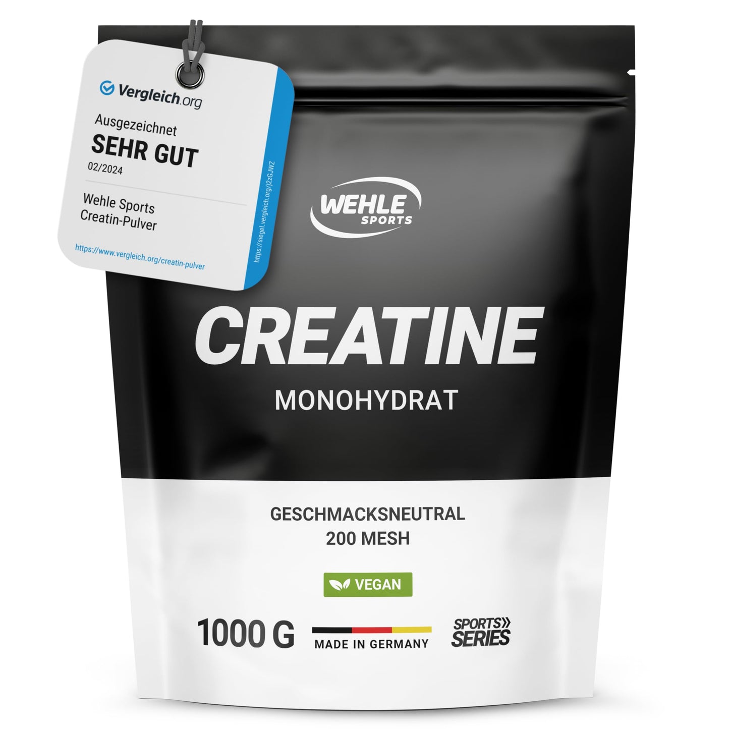 Kreatīna monohidrāta pulveris Wehle Sports, 1 kg, tīrs kreatīns