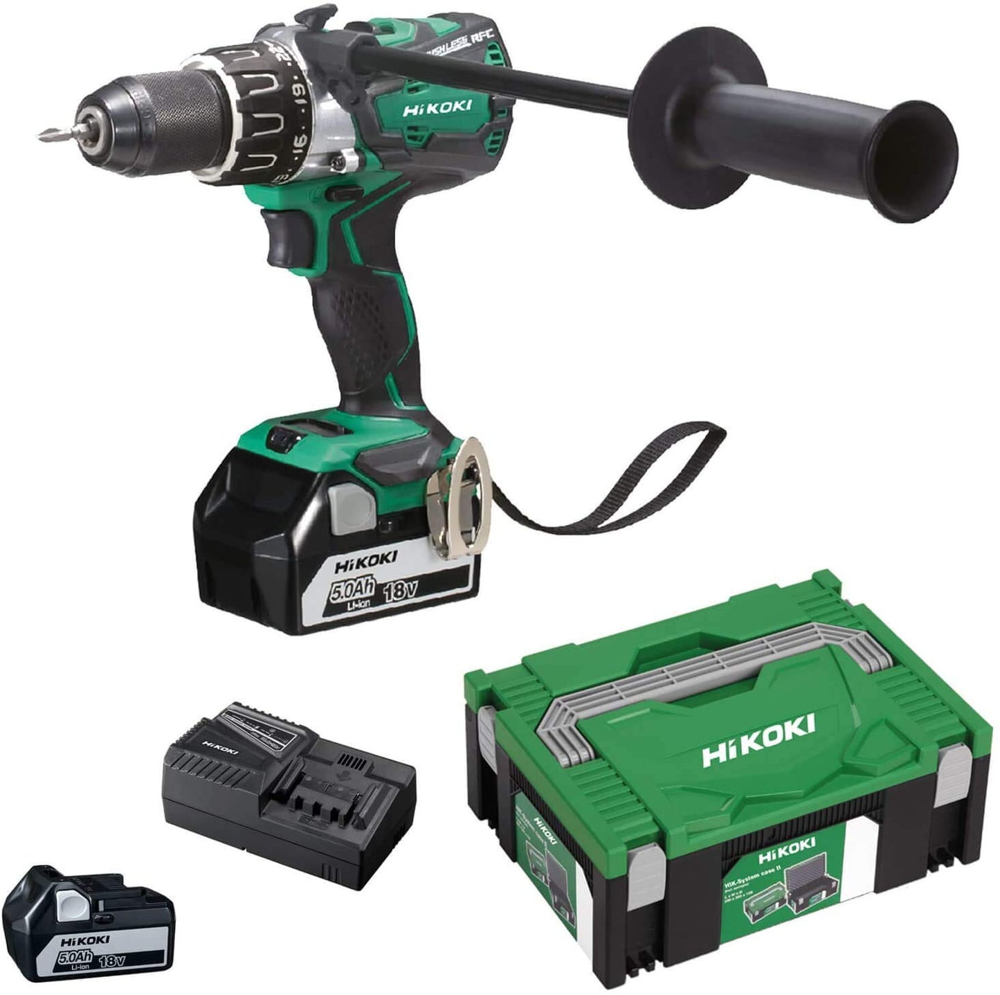 HIKOKI akumulatora urbjmašīna DS18DBL2 - 18V, bezsuku, 136 Nm, LED, 5.0 Ah akumulators, transporta koferis, regulējošā elektronika