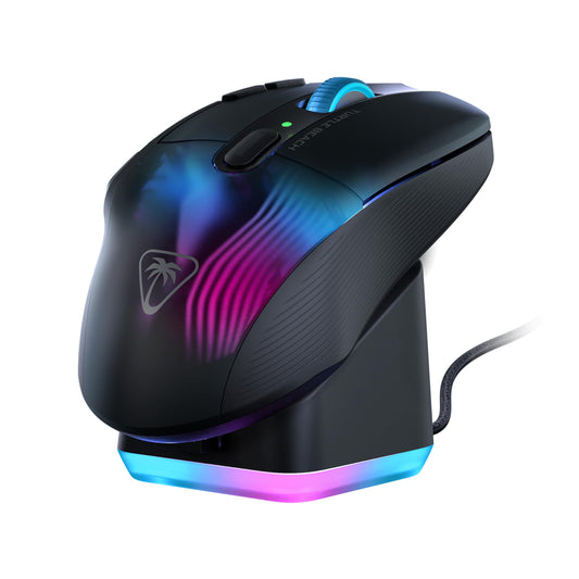 Turtle Beach Kone XP Air - Bezvadu, pielāgojama RGB spēļu pele ar 19K DPI, 100 stundu akumulatoru un uzlādes staciju.