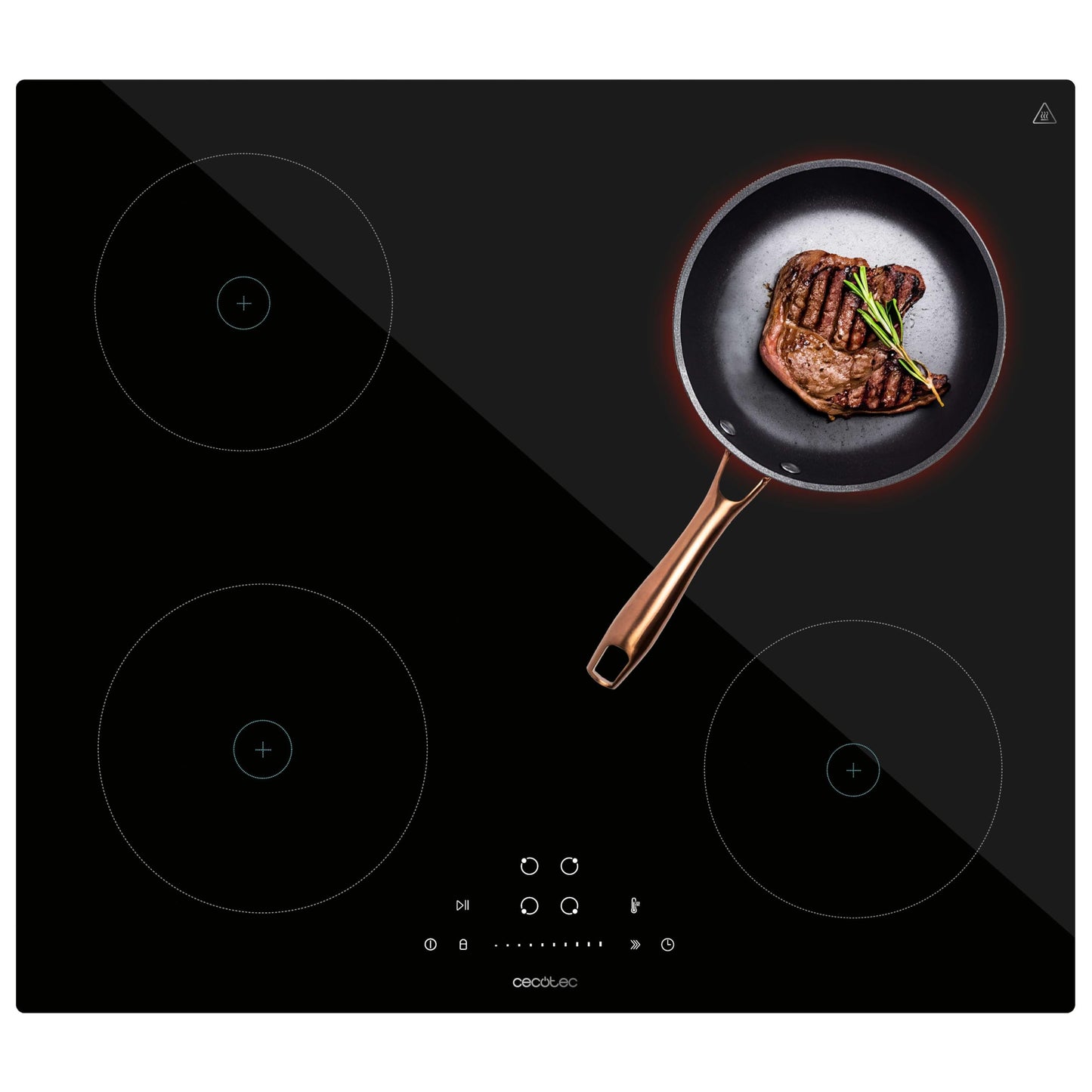 Cecotec indukcijas plīts Placa Bolero Squad I 4200. Maksimālā jauda 7200 W, 4 indukcijas degļi, 9 līmeņi, taimeris, skārienjutīga slīdņa kontrole, drošības bloķēšana un ātrā palaišana.
