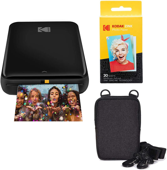KODAK Step Printer bezvadu mobilais foto printeris ar ZINK tehnoloģiju, melns, ceļojumu komplekts