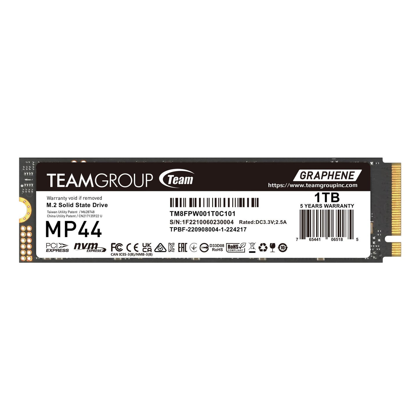 TEAMGROUP SSD Team MP44 M.2 1TB - PCIe G4x4, 2280 form factor, high-speed storage solution for gaming and data transfer.