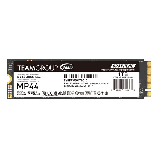 TEAMGROUP SSD Team MP44 M.2 1TB - PCIe G4x4, 2280 form factor, high-speed storage solution for gaming and data transfer.