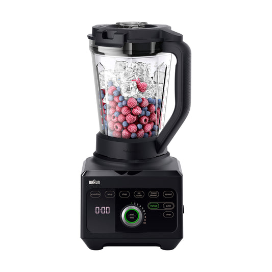Braun PowerBlend 9 JB9040 - stacionārais blenderis ar stikla krūzi, 18 programmas, 10 ātrumi, 1600 W, melns