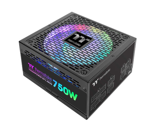 Thermaltake Toughpower GF2 ARGB 750W - Premium black PSU with RGB lighting and high efficiency.