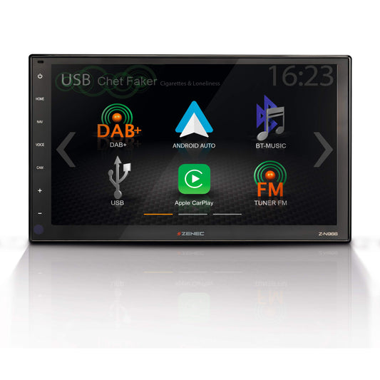 ZENEC Z-N966: 2-DIN autoradio, multimediju sistēma ar 9“/22,9 cm HD skārienekrānu, mediju centrs ar DAB+, Apple CarPlay, Android Auto, paplašināms ar navigāciju automašīnām un ceļojumu automobiļiem