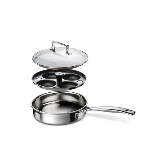 Le Creuset sautēšanas panna - 3-slāņu nerūsējošais tērauds, pošēšanas ieliktni, 20 x 5 cm, izturīga un stilīga.