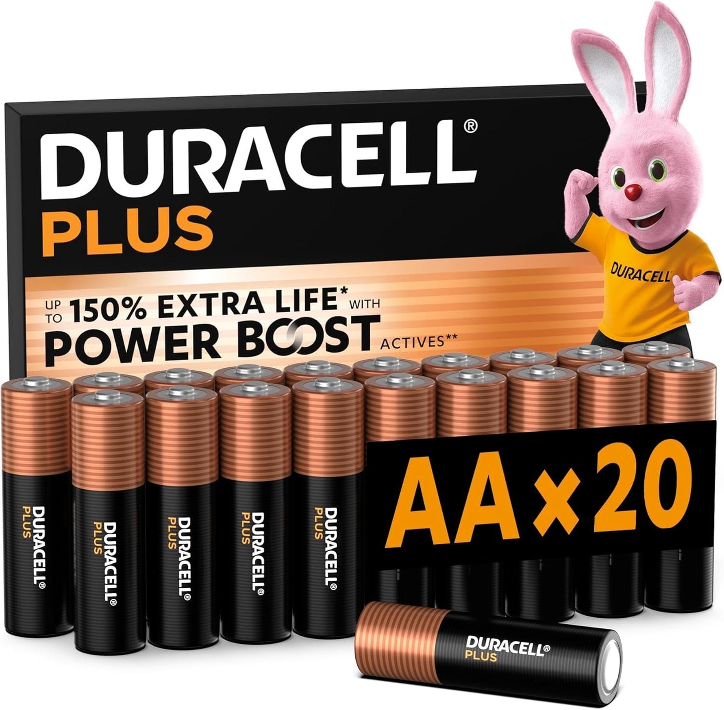 DURACELL Plus AA sārma baterijas, 20 gab., 1.5V, LR06