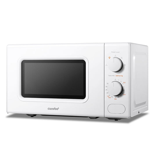 COMFEE' mikroviļņu krāsns balta, 20 litri, 700 W, 5 jaudas līmeņi, ātrās atkausēšanas funkcija, manuālais taimeris, kompakts dizains - CM-M202CC(WH)