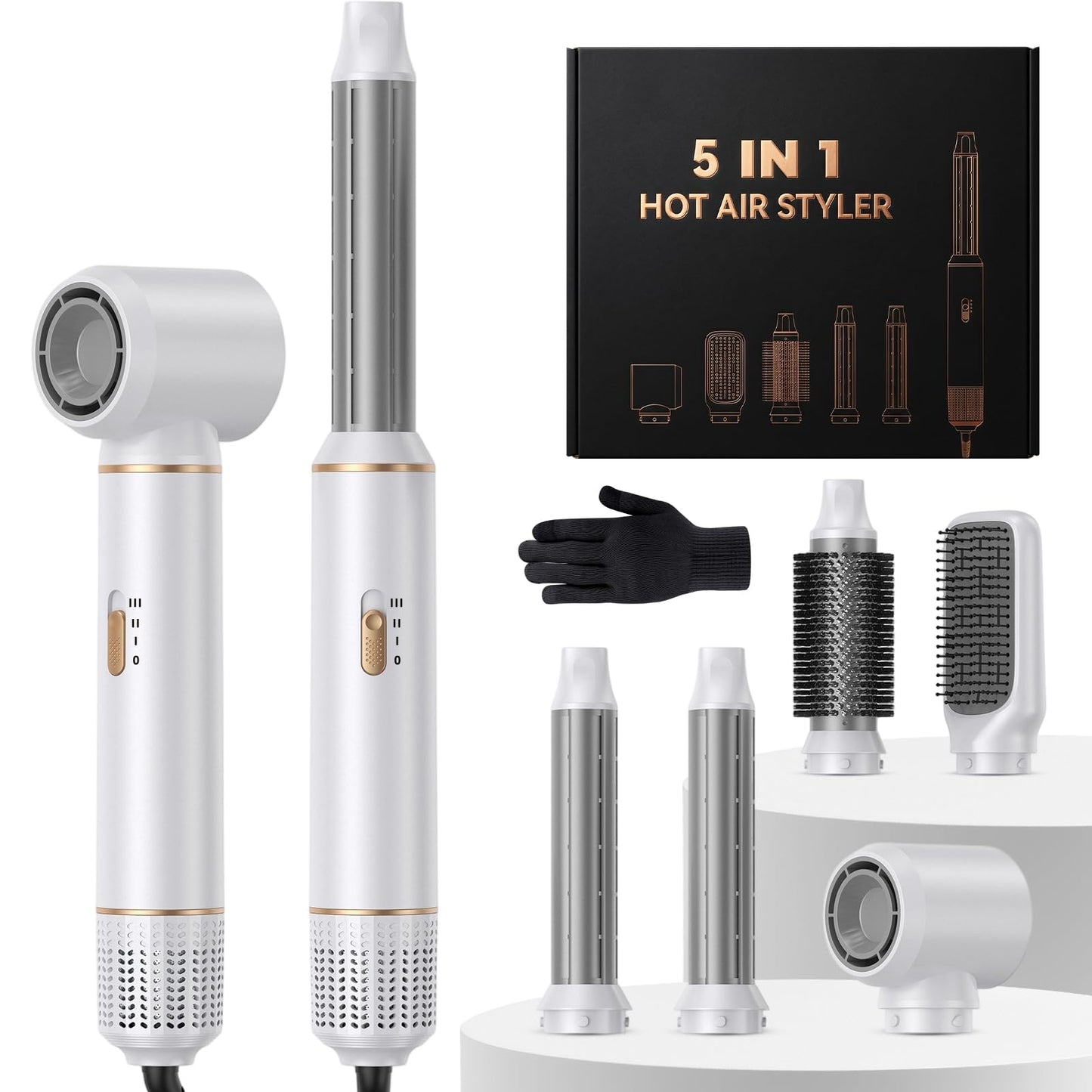 5 in 1 gaisa veidotājs airstyler, matu veidotājs ar 3 temperatūras pakāpēm, 1000W karstā gaisa suka