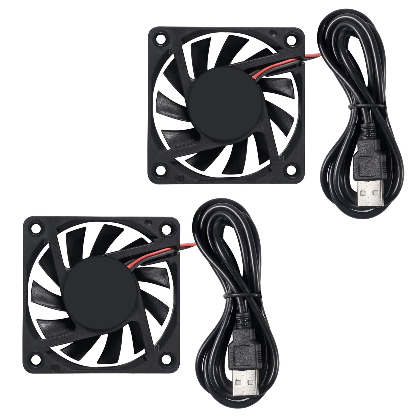 AITRIP 2PCS 60mm USB Ventilators - 5V bezsuku, 6010 model, ideal for DIY PC cooling and 3D printer applications.