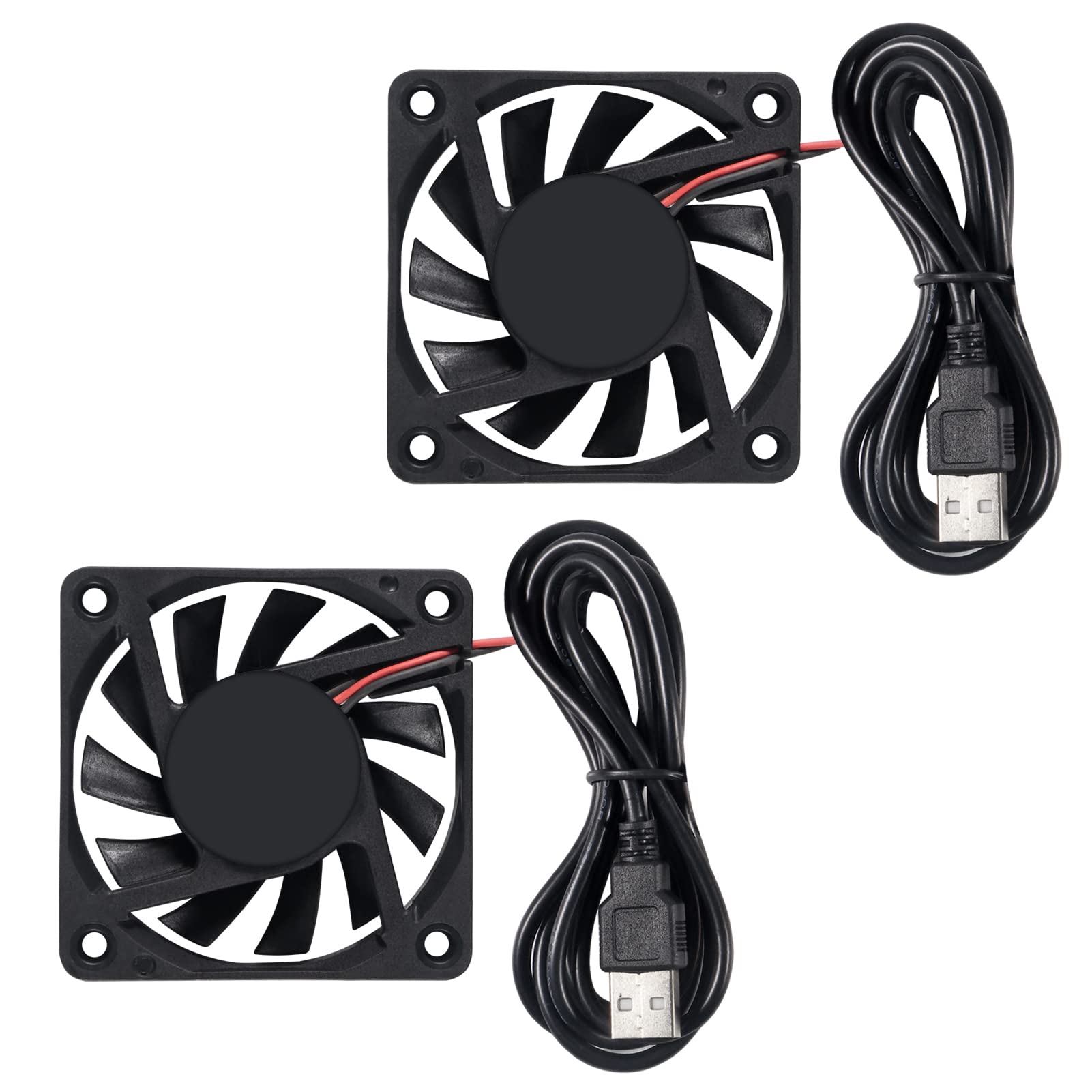 AITRIP 2PCS 60mm USB Ventilators - 5V bezsuku, 6010 model, ideal for DIY PC cooling and 3D printer applications.