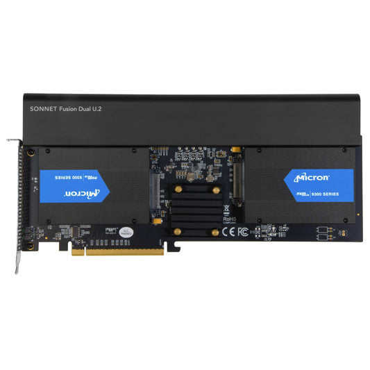 SoNNeT Technologies Fusion Dual U.2 SSD PCIe Karte - Dual U.2 slots, high-speed PCIe interface, ideal for storage expansion.