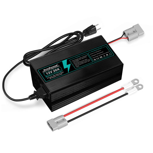 Akumulatora lādētājs EverExceed Lithium 12V 20A 14,6V LiFePO4 AC-DC, akumulatoru lādētājs LiFePO4 20A auto, jūras un kemperu dziļās izlādes akumulatoriem