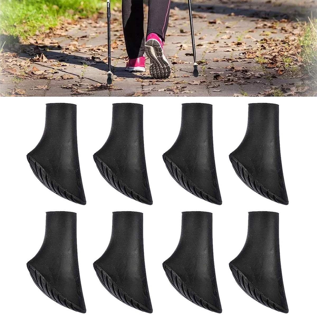 8 gab. Nordic walking nūju gumijas uzgaļi, gumijas amortizatori pastaigu nūjām, nūju aizsargi, 10mm