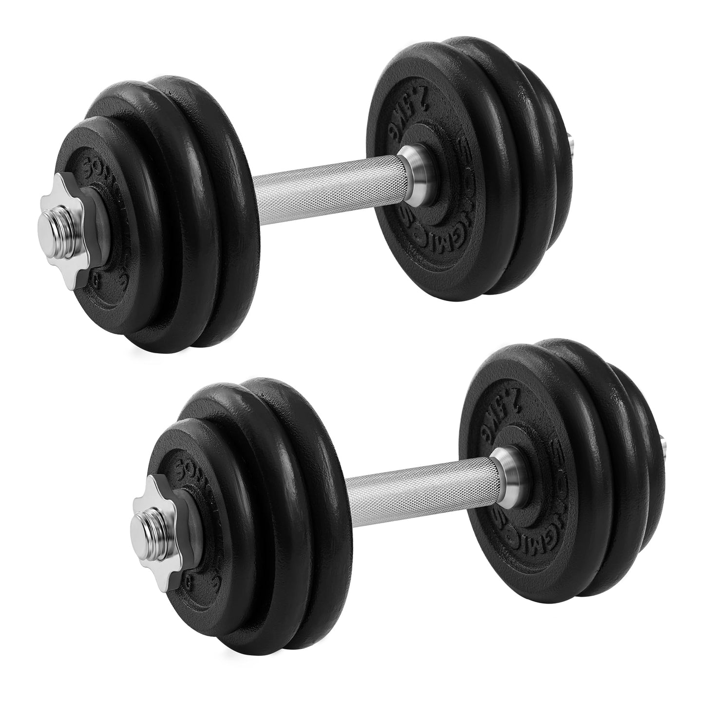Hanteles SONGMICS, čuguna hantelju komplekts, 2 x 15 kg, regulējamas, treniņiem un fitnesam, mājai un sporta zālei, tintes melna SYL30T
