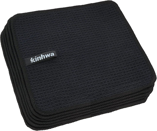 KinHwa melnas spültücher, mazgājamas trauku lupatas, vafeļu tipa spuldzīti 20x20 cm