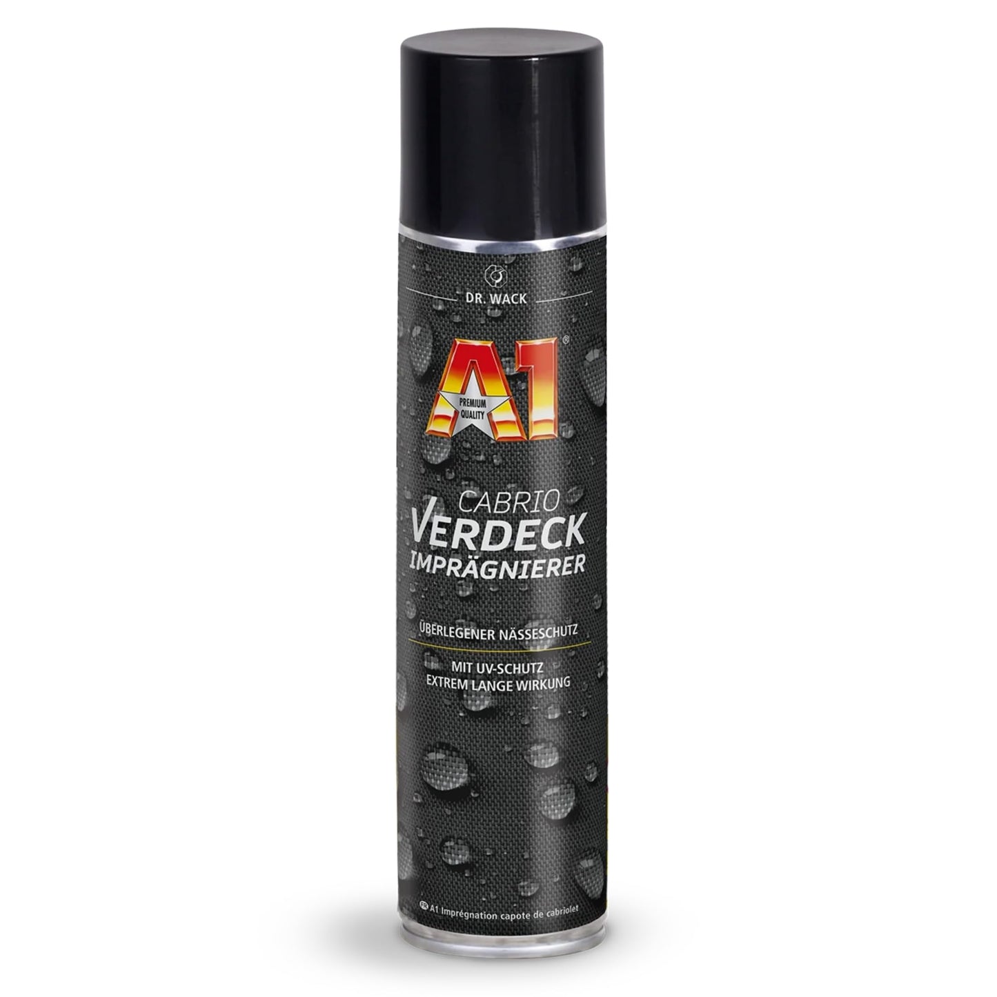 Kabriola jumta impregnators DR. WACK A1 400 ml, tekstila jumtiem, aizsardzībai pret mitrumu un izbalēšanu, piemērots arī apģērbam, markīzēm un teltīm