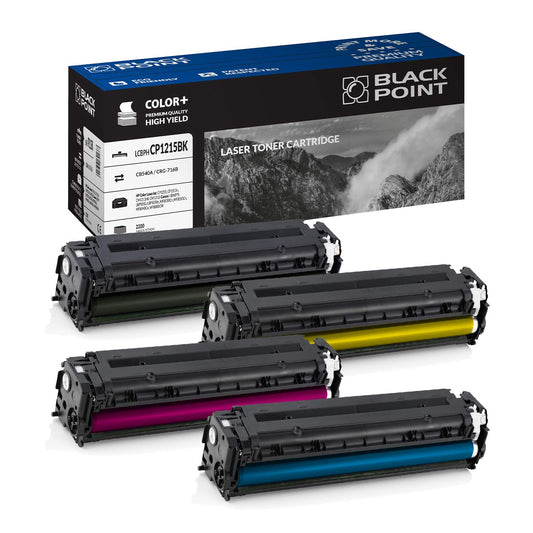 BLACK POINT Toneris 4 gab. komplekts - saderīgs ar HP 125A, krāsu lāzerprinteriem CP1215, CP1515n, CM1312nfi.
