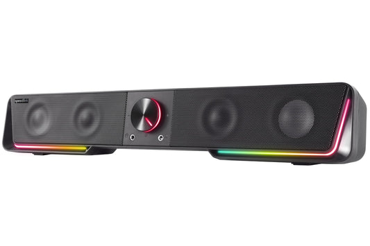 Datoru skaņas josla Speedlink GRAVITY RGB ar Bluetooth, 3,5mm ligzdu un RGB apgaismojumu, melna
