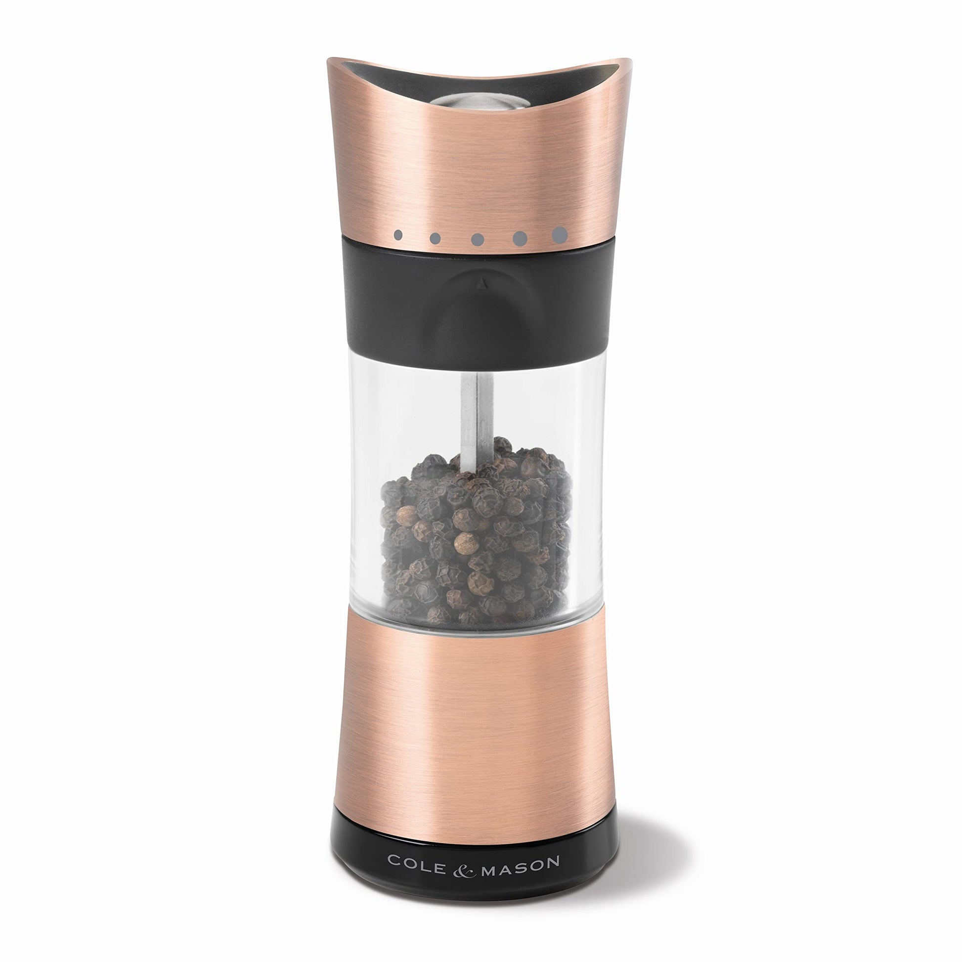 Cole & Mason H306691P Horsham Pepper Mill - Copper and acrylic, 154mm height, Classic Inverta design, includes 1 pepper mill.