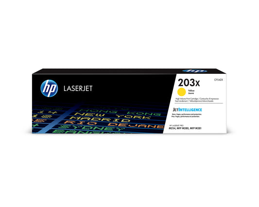 HP 203X Yellow Toner - High-capacity cartridge for HP LaserJet Pro M254, delivers vibrant prints and reliable performance.
