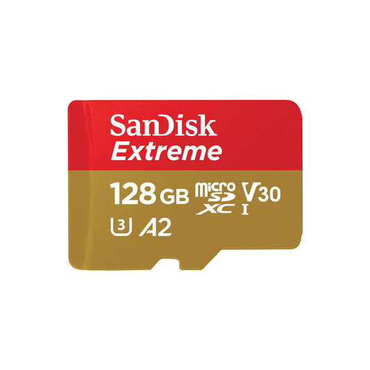SanDisk Extreme microSDXC UHS-I atmiņas karte 128 GB + adapteris (viedtālruņiem, action kamerām un droniem, A2, C10, V30, U3, 190 MB/s pārsūtīšana, RescuePRO Deluxe)