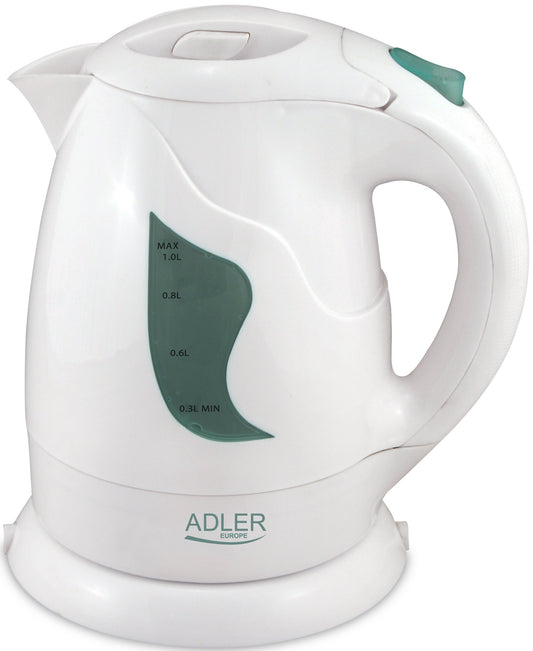ADLER plastmasas tējkanna 1,0 l - plakans sildītājs, 850 W jauda, bēša krāsa