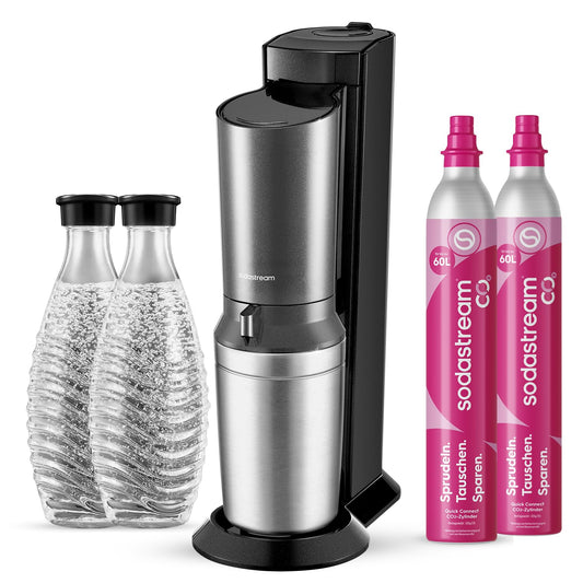 Ūdens gāzētājs SodaStream Crystal 3.0 ar 2x Quick-Connect CO₂ cilindriem un 2x stikla karafēm