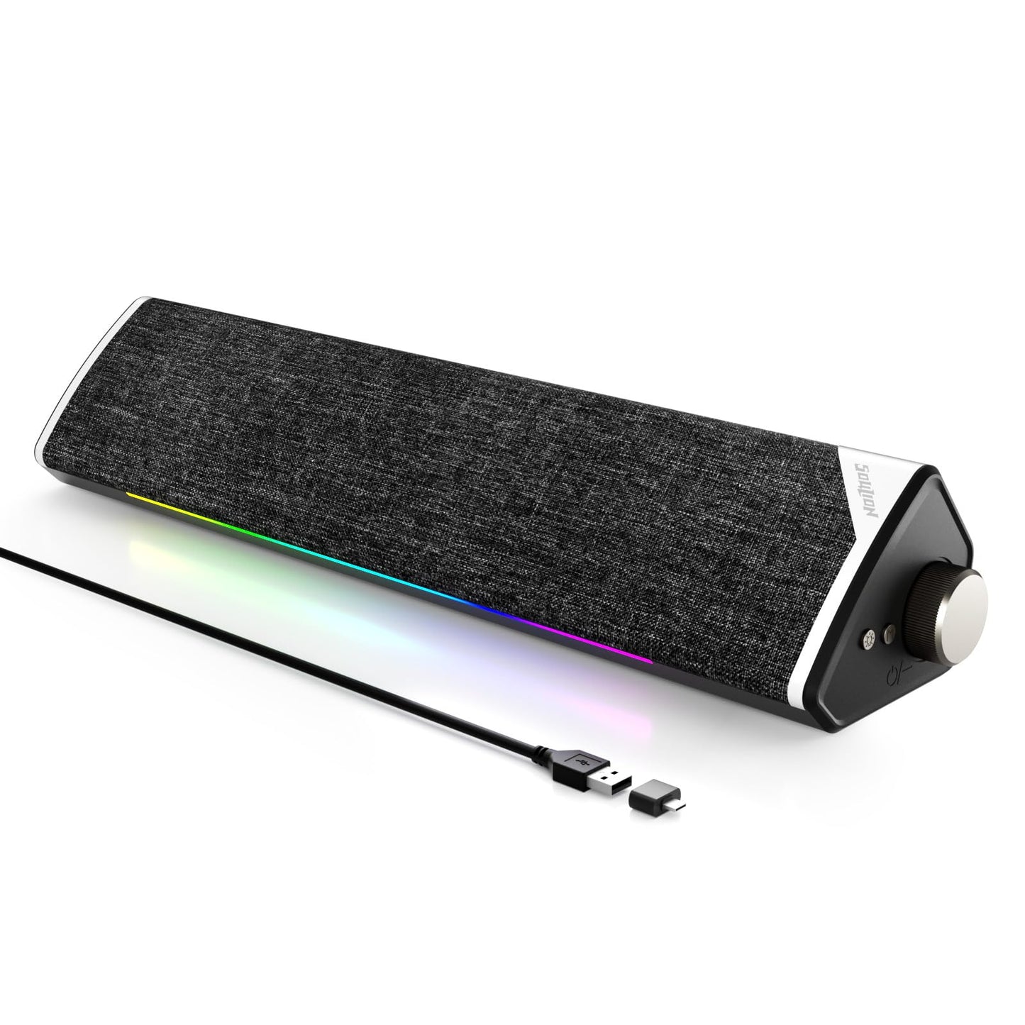 Datora skaļruņi CREATIVE Pebble Pro 2.0 USB-C ar Bluetooth 5.3, RGB apgaismojumu un austiņu/mikrofona savienojumu, balti