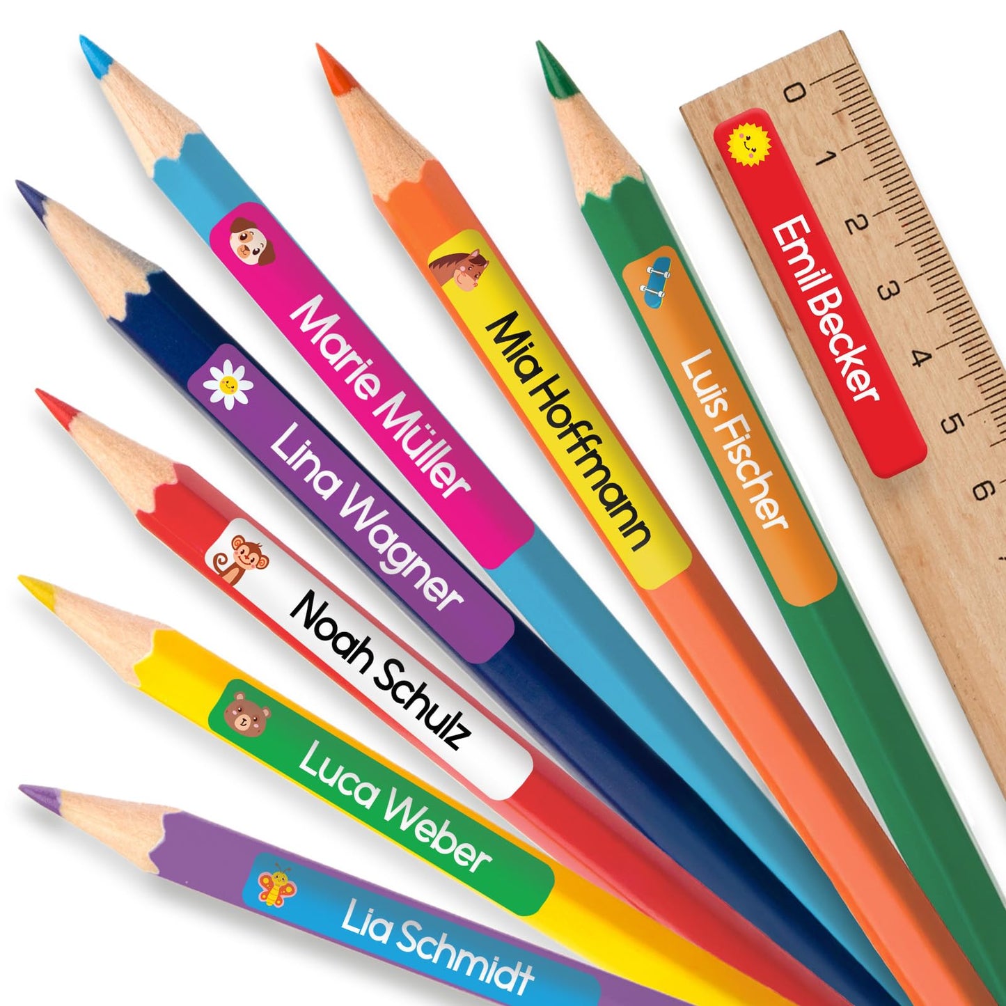 Personalizētas vārdu uzlīmes bērniem skolai, LabelTiger, 75 gab., zilas