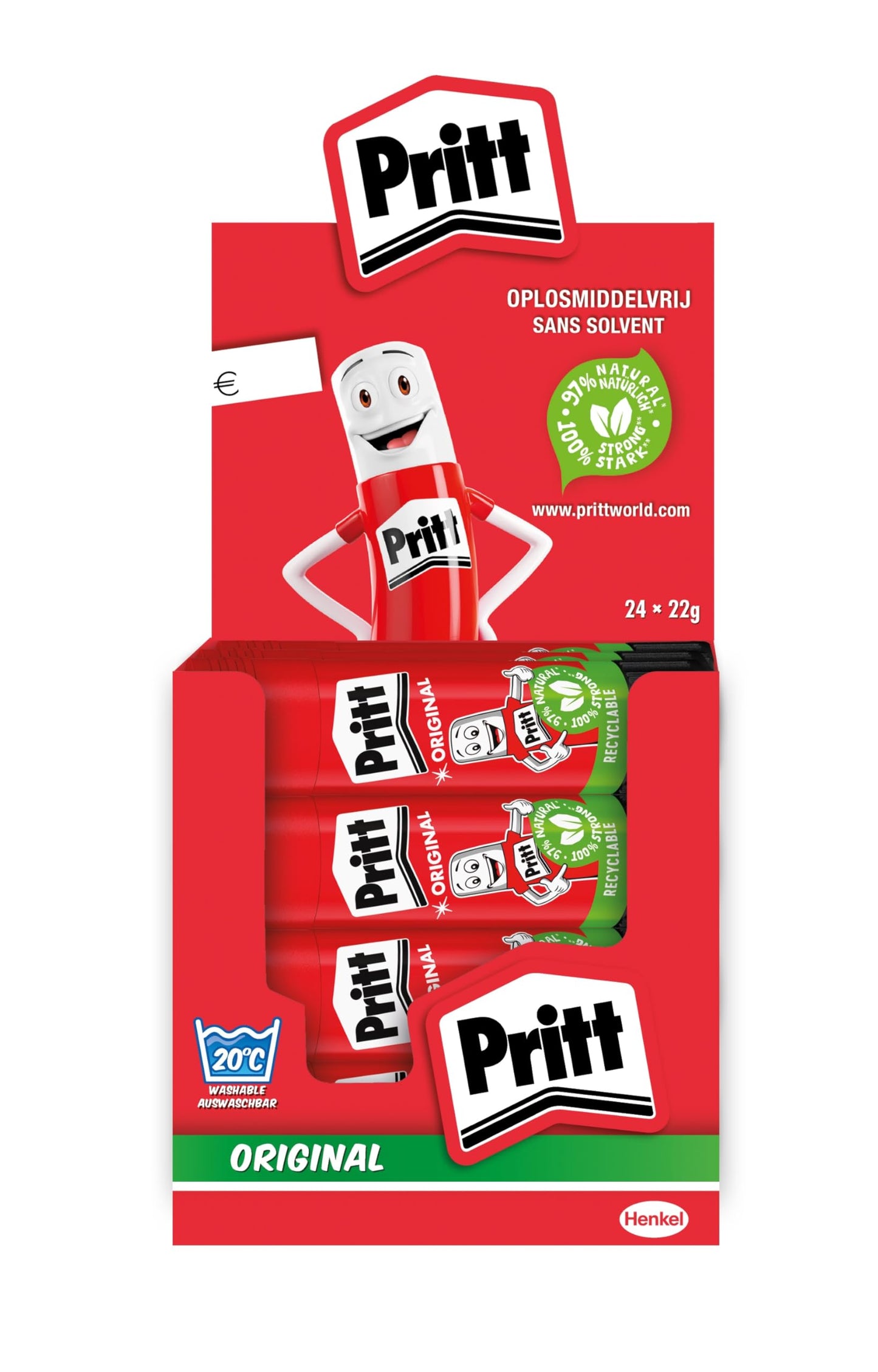 Līmes zīmulis Pritt, bērniem draudzīga līme skolai un birojam, 24x22g