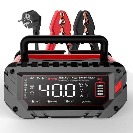 Automašīnas akumulatora lādētājs HTRC 40A 6V/12V/24V AGM, Gel, EFB, LiFePO4 akumulatoriem