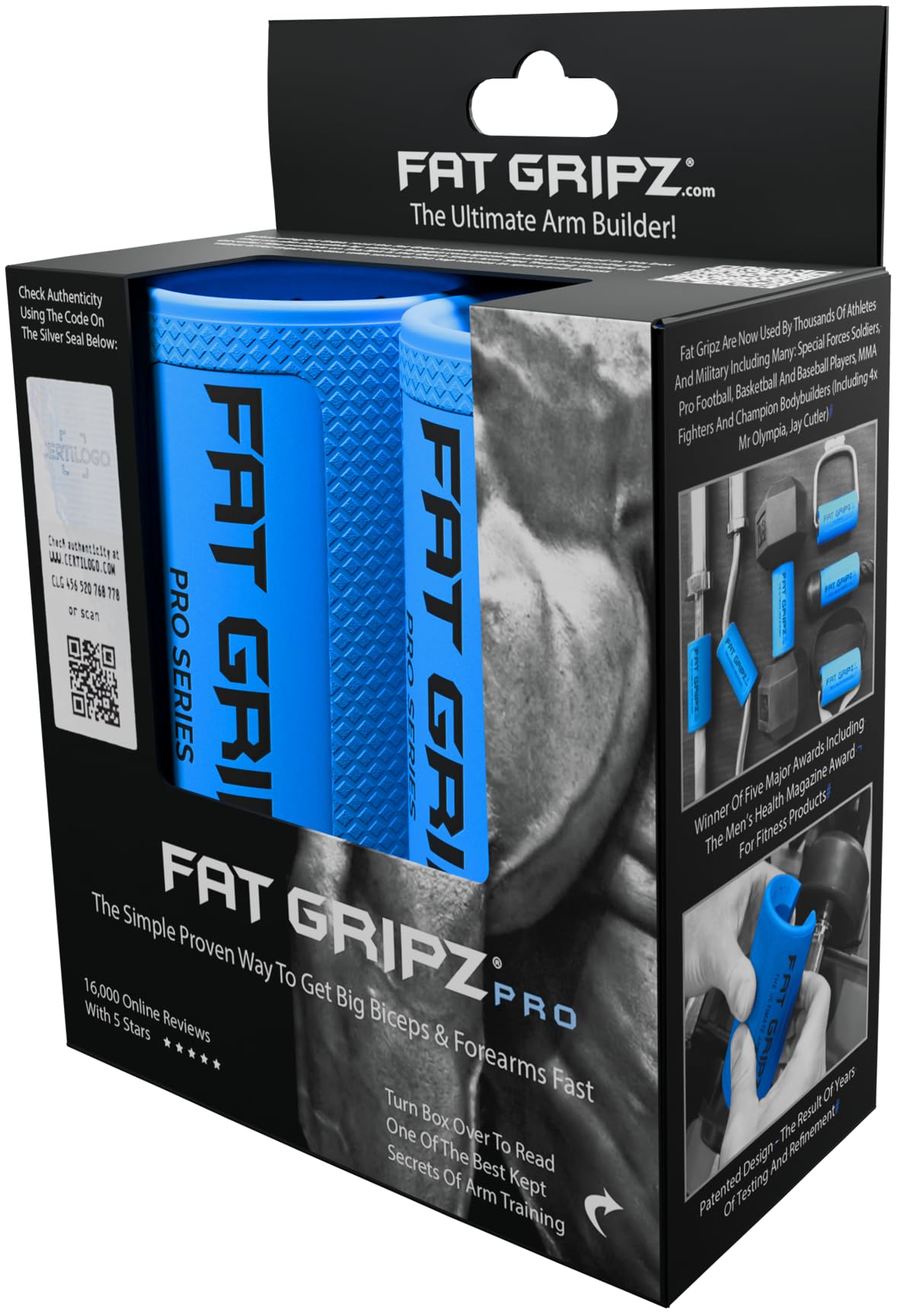 Fat Gripz trenažieris ar biezu satvērienu un roku attīstīšanai – 4x Men’s Health balvu ieguvējs (Thick Grips – Pro 5,7 cm)