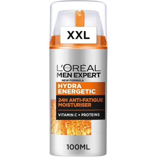 L'Oréal Men Expert XXL sejas krēms vīriešiem pret nogurušas ādas pazīmēm, 24H mitrinošs pret nogurumu, ar C vitamīnu un proteīniem, Hydra Energy, 1x100ml