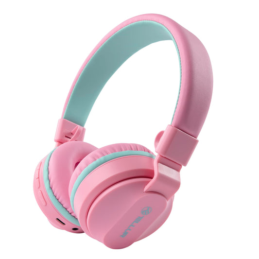 TELLUR Buddy uz auss Bluetooth austiņas - BT v5.3, 25h, USB-C, mikrofonu, 85 dB, mīksts, viegls, salokāms, rozā.