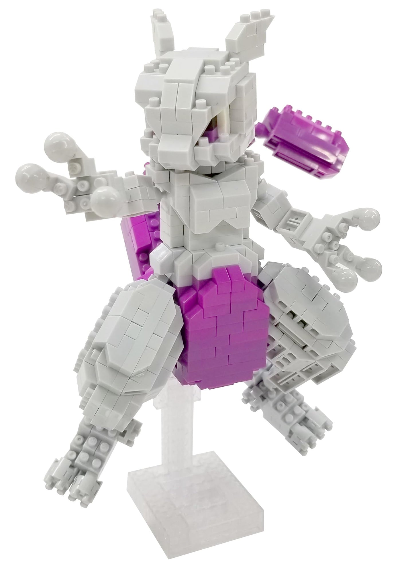 Bandai Nanoblock Pokémon Mewtwo - Mini figūra celtniecības klucīši, rotaļlieta bērniem no 12 gadiem un pieaugušajiem.