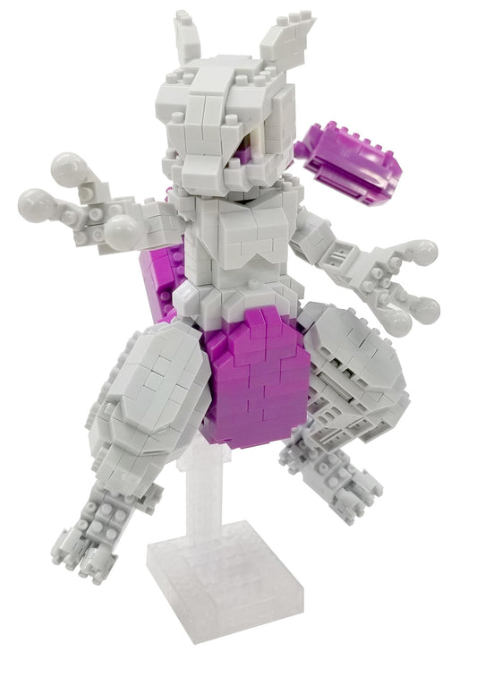 Bandai Nanoblock Pokémon Mewtwo - Mini figūra celtniecības klucīši, rotaļlieta bērniem no 12 gadiem un pieaugušajiem.